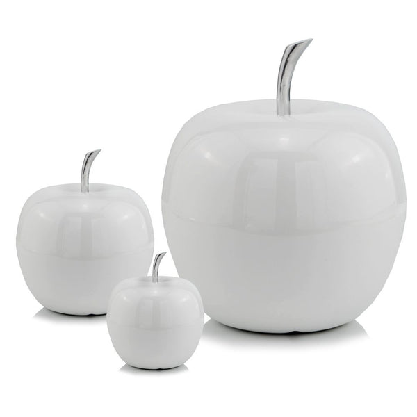 Homeroots 13" White Aluminum Decorative Apple Tabletop Sculpture  Aluminum 383753