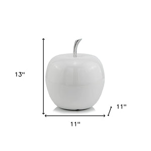 Homeroots 13" White Aluminum Decorative Apple Tabletop Sculpture  Aluminum 383753