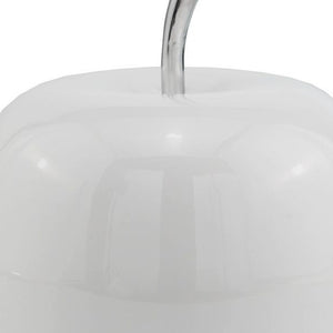 Homeroots 13" White Aluminum Decorative Apple Tabletop Sculpture  Aluminum 383753