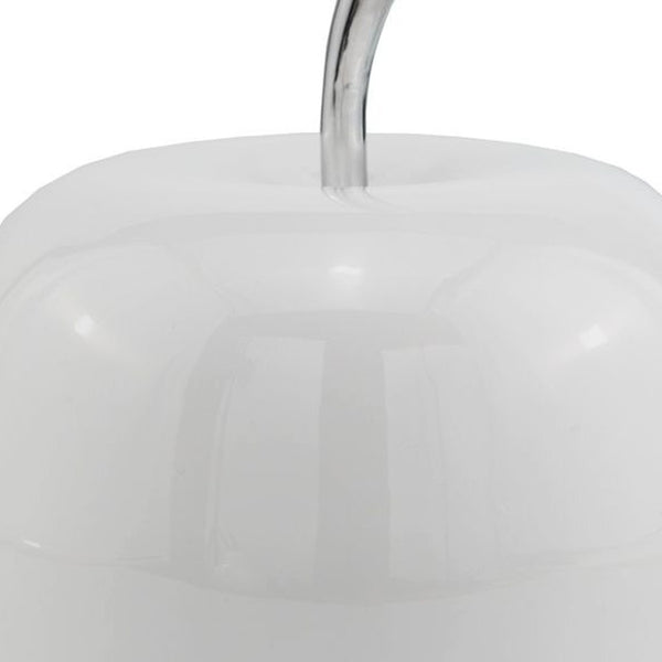 Homeroots 13" White Aluminum Decorative Apple Tabletop Sculpture  Aluminum 383753