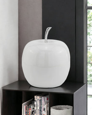 Homeroots 13" White Aluminum Decorative Apple Tabletop Sculpture  Aluminum 383753