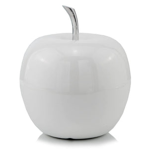 Homeroots 13" White Aluminum Decorative Apple Tabletop Sculpture  Aluminum 383753