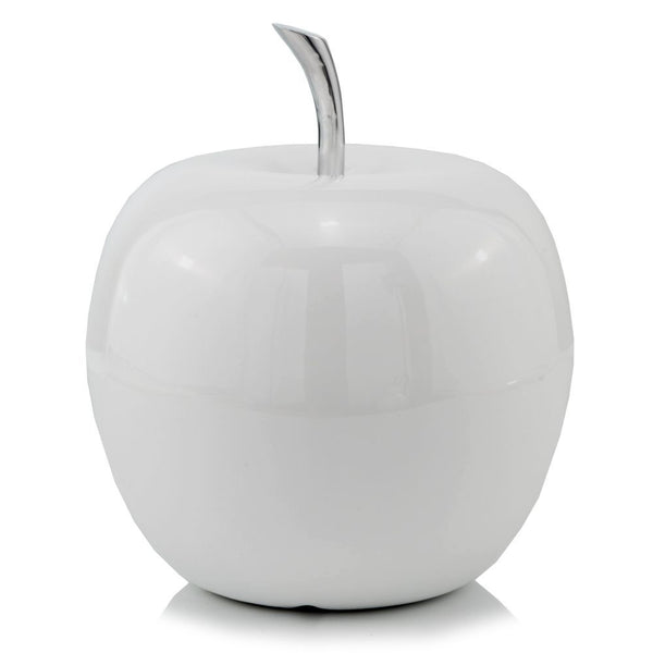 Homeroots 13" White Aluminum Decorative Apple Tabletop Sculpture  Aluminum 383753
