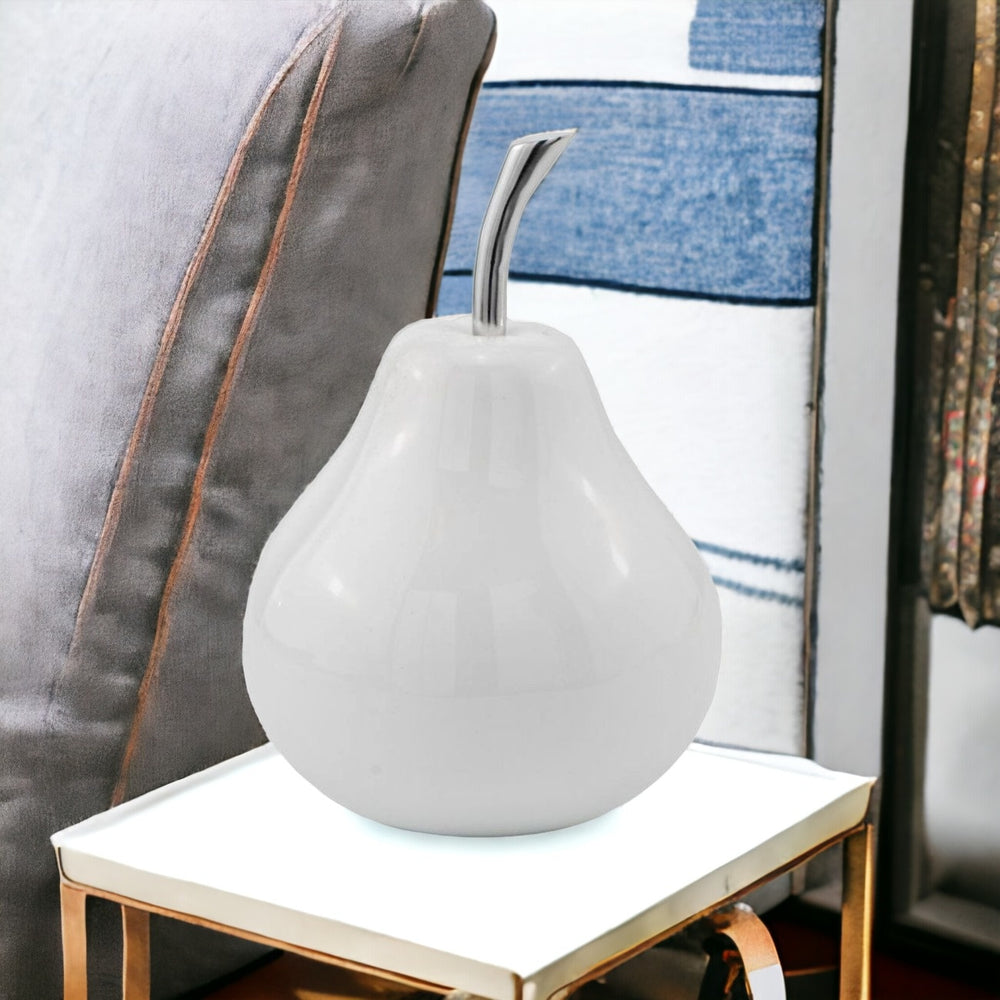 Homeroots White Jumbo Pear Shaped Aluminum Accent Home Decor  Aluminum 383754