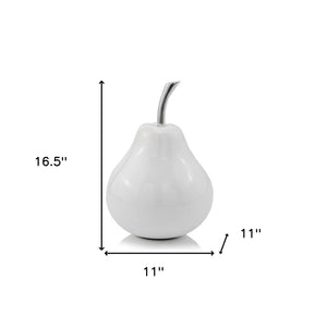 Homeroots White Jumbo Pear Shaped Aluminum Accent Home Decor  Aluminum 383754