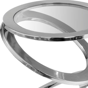 Homeroots 17" Silver Glass Round End Table   383759