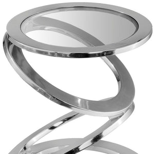 Homeroots 17" Silver Glass Round End Table   383759