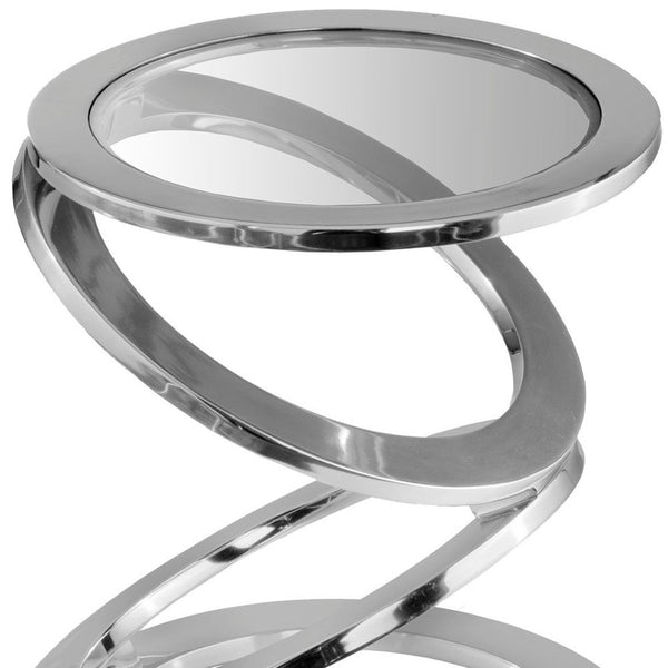 Homeroots 17" Silver Glass Round End Table   383759