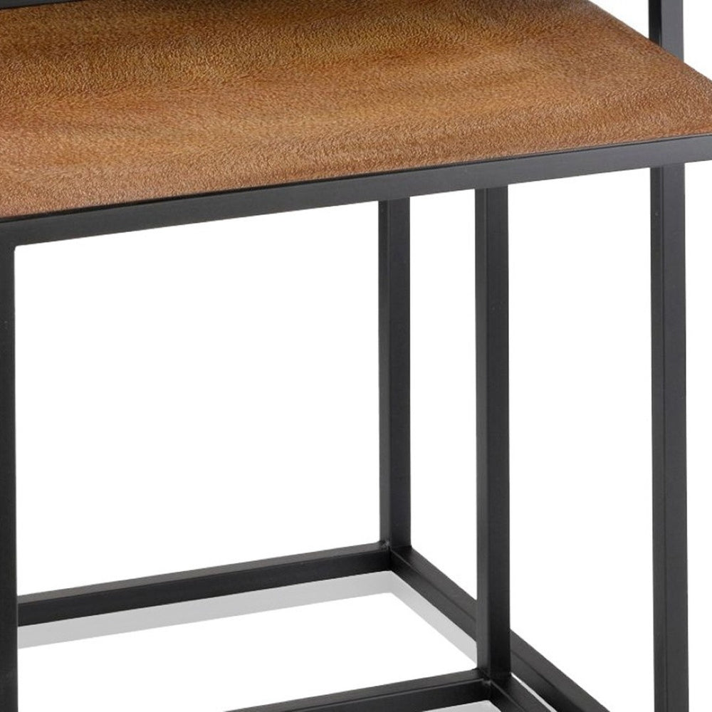 HomeRoots 22" Contemporary Brown Resin End Table with Sleek Black Iron Base - Stylish Accent for Any Room Lion 383762