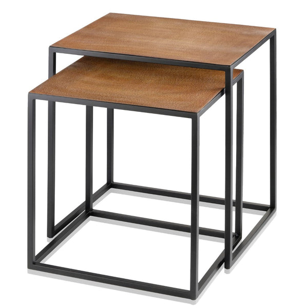 HomeRoots 22" Contemporary Brown Resin End Table with Sleek Black Iron Base - Stylish Accent for Any Room Lion 383762