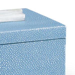 Chelsea House Durham Light Blue Shagreen Jewelry Box With Rock Crystal Handle, Velvet-Lined Tray, 6"X12"X9" 383768