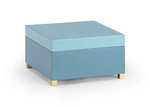 Chelsea House Blue Lacquered Box With Antique Brass Hardware — Compact Coastal Storage For Jewelry & Keepsakes 383773