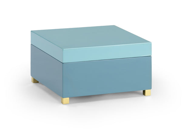 Chelsea House Blue Lacquered Box With Antique Brass Hardware — Compact Coastal Storage For Jewelry & Keepsakes 383773