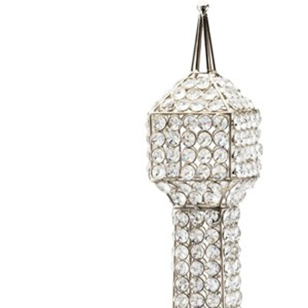 Homeroots 40" Silver Faux Crystal And Silver Tabletop Sculpture  Faux Crystal,Faux Silver 383775