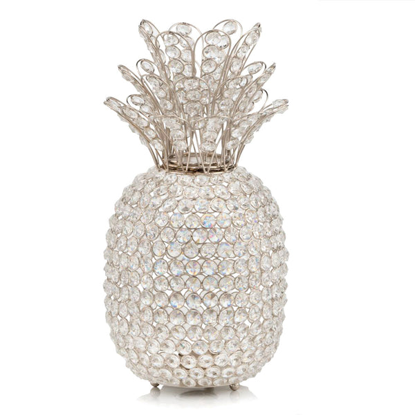 Homeroots 15" Silver Faux Crystal Decorative Pineapple  Faux Crystal,Faux Silver 383780
