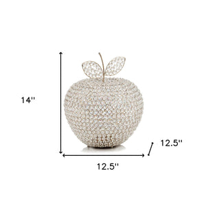 Homeroots 14" Silver Faux Crystal Apple Sculpture  Faux Crystal,Faux Silver 383781