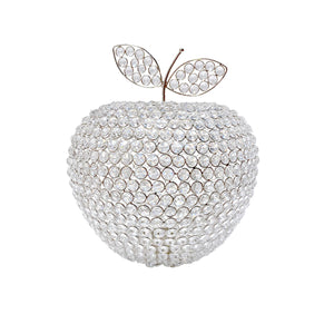 Homeroots 14" Silver Faux Crystal Apple Sculpture  Faux Crystal,Faux Silver 383781