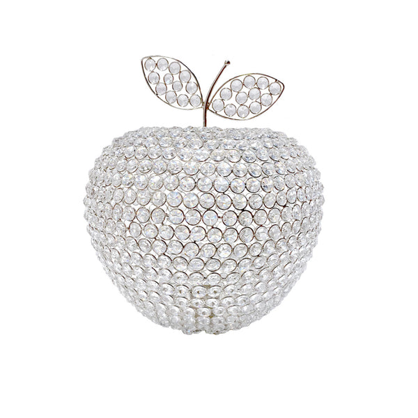 Homeroots 14" Silver Faux Crystal Apple Sculpture  Faux Crystal,Faux Silver 383781