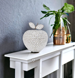 Homeroots 14" Silver Faux Crystal Apple Sculpture  Faux Crystal,Faux Silver 383781