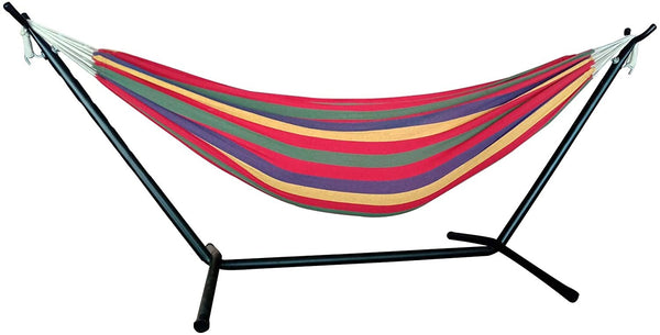 Homeroots Regatta Stripe Two Person Hammock With Stand  Steel 383788