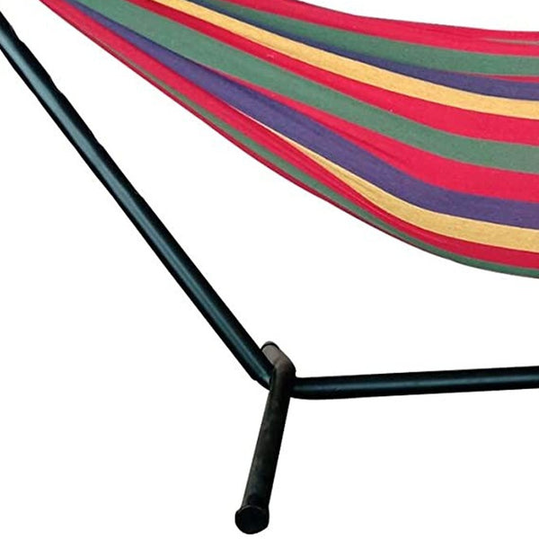 Homeroots Regatta Stripe Two Person Hammock With Stand  Steel 383788