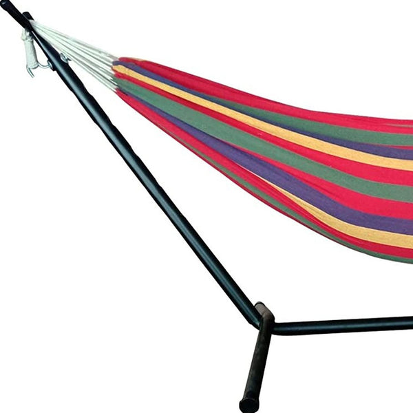 Homeroots Regatta Stripe Two Person Hammock With Stand  Steel 383788