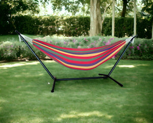 Homeroots Regatta Stripe Two Person Hammock With Stand  Steel 383788