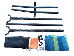 Homeroots Blue And Green Stripe Two Person Hammock With Stand  Steel 383789