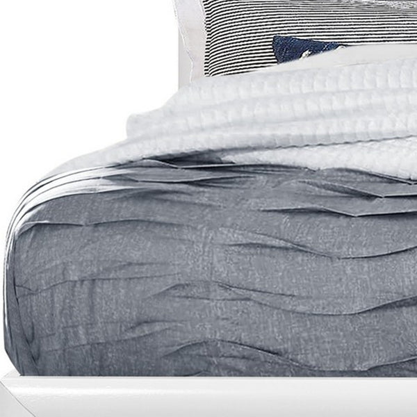 Homeroots White Solid Wood Full Eight Drawers Bed  Wood 383793