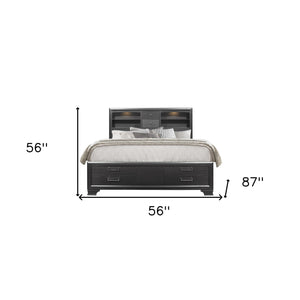 Homeroots Solid Wood Full Gray Eight Drawers Bed  Wood 383796