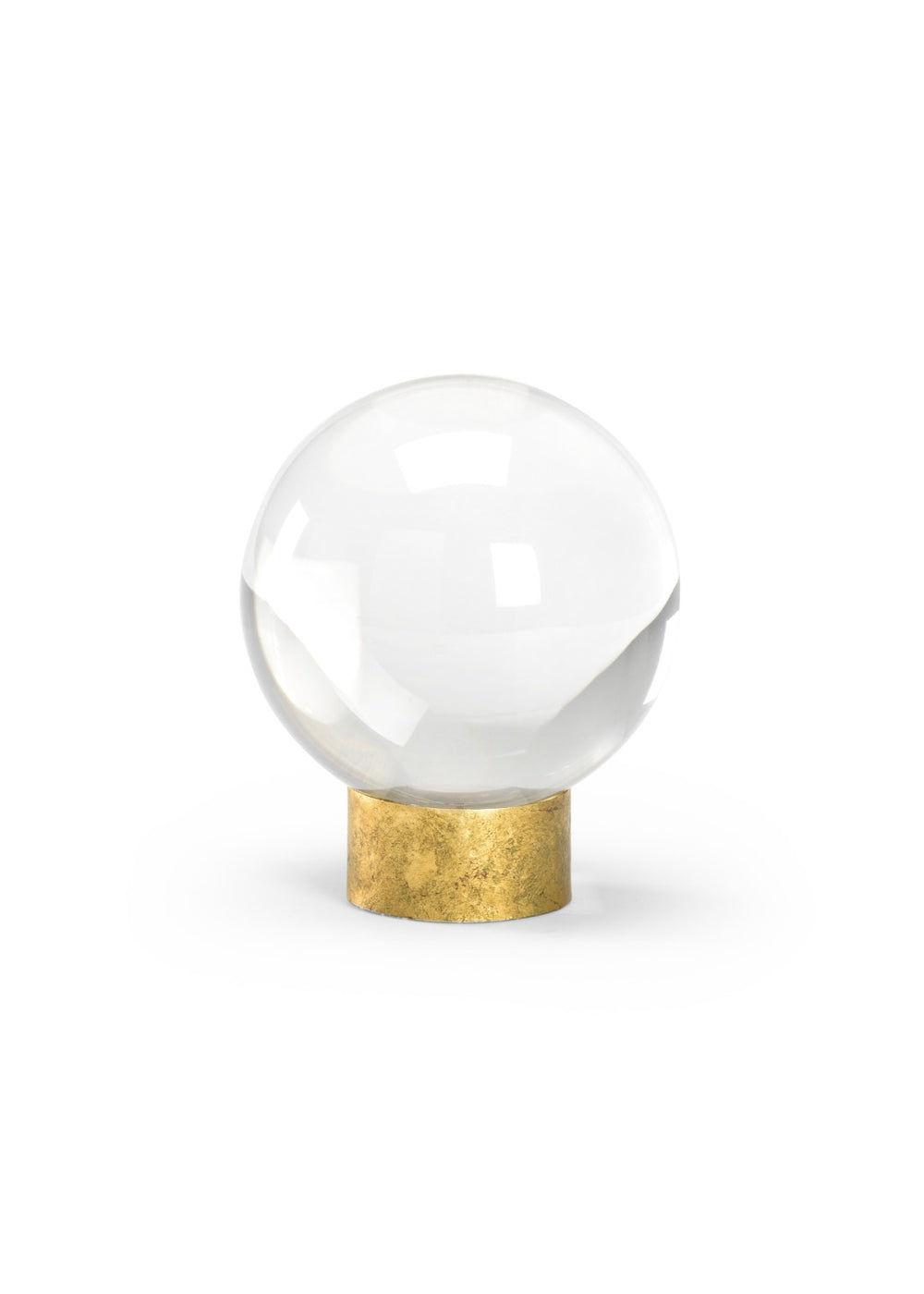 Chelsea House Crystal Ball On Antique Gold Stand By Claire Bell — Polished Clear Sphere, Transitional Accent Decor 383797