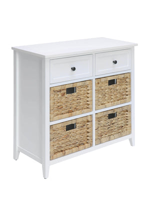 English Elm Flavius Console Cabinet with Six Storage Drawers, Basket-Front Rustic Charm & Smooth Glide Hardware for Stylish Organization White 34 L x 16 W x 11 H B2726P252319