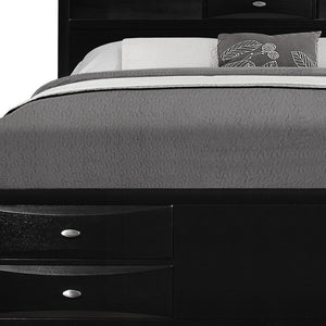 Homeroots Solid Wood Full Black Eight Drawers Bed  Solid Rubberwood 383801
