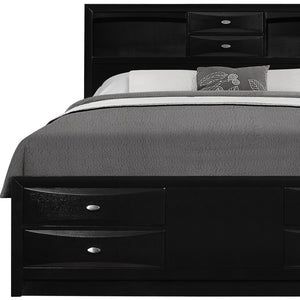 Homeroots Solid Wood Full Black Eight Drawers Bed  Solid Rubberwood 383801