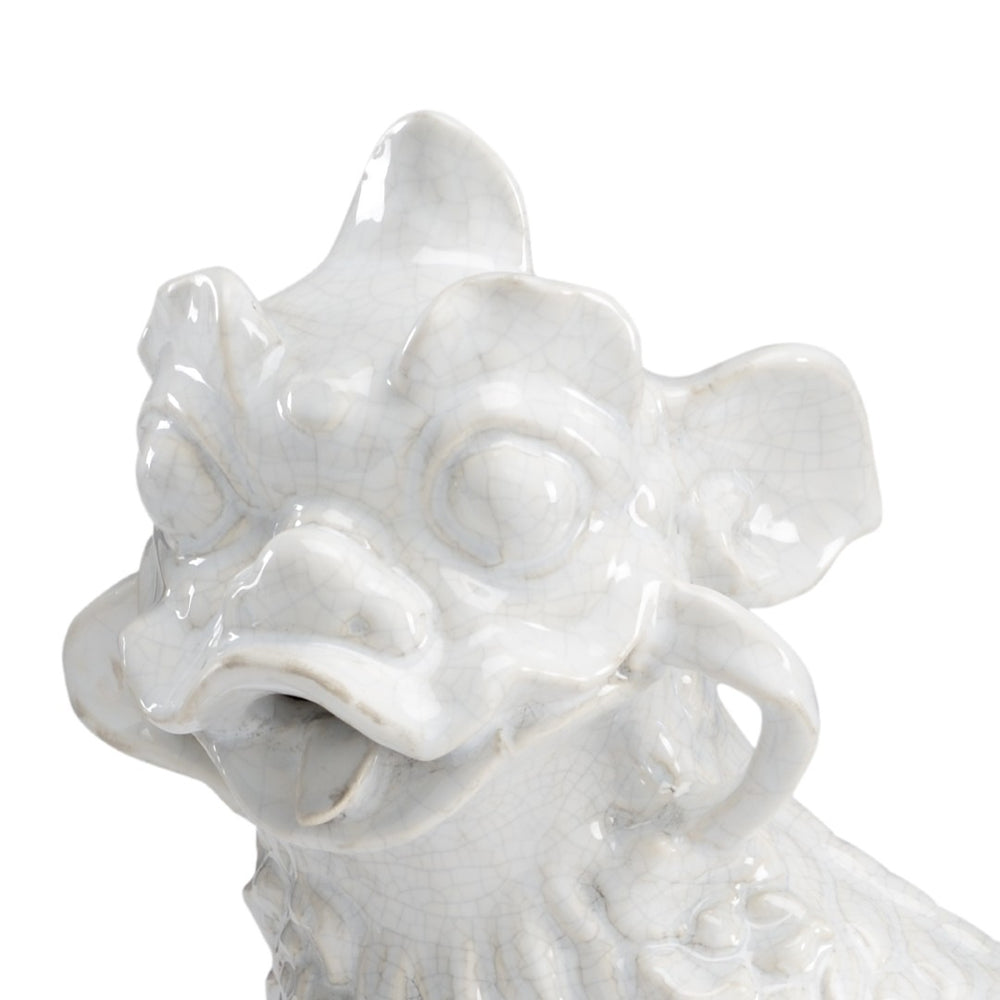Chelsea House White White Crackle-Glazed Ceramic Dogs On Black Base By Bradshaw Orrell — Elegant Mantel Pair, 13.5"H 383808