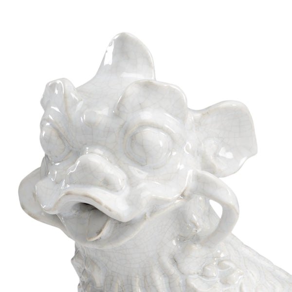 Chelsea House White White Crackle-Glazed Ceramic Dogs On Black Base By Bradshaw Orrell — Elegant Mantel Pair, 13.5"H 383808