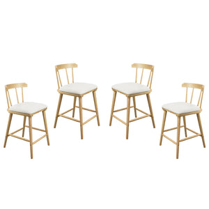 English Elm Christopher Knight Home® - Olivia Set Of 4 Windsor-Style Indoor Wooden Counter Stools With Beige Upholstery For Cozy Charm N775P346246N-S4
