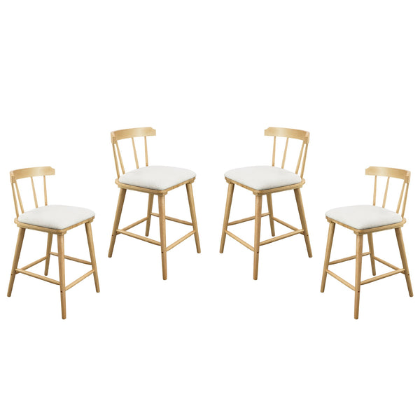 English Elm Christopher Knight Home® - Olivia Set Of 4 Windsor-Style Indoor Wooden Counter Stools With Beige Upholstery For Cozy Charm N775P346246N-S4