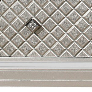 Homeroots Champagne Tone Queen Bed With Padded Headboard  Led Lightning  2 Drawer  Wood 383810