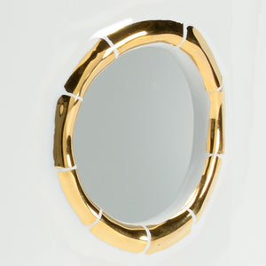 Chelsea House Bamboo Porcelain Cachepot With Gold Trim — 9" Designer Planter By Bradshaw Orrell For Elegant DéCor 383811