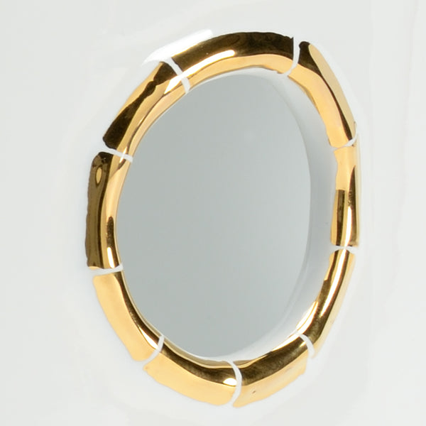 Chelsea House Bamboo Porcelain Cachepot With Gold Trim — 9" Designer Planter By Bradshaw Orrell For Elegant DéCor 383811