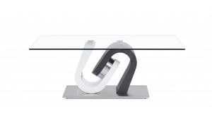 Homeroots 48" Clear And Gray And White Glass And Steel Coffee Table   383812