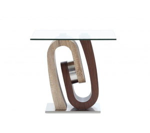HomeRoots 23" Walnut End Table with Clear Glass Top – Stylish & Versatile Side Table for Any Room Decor 383813
