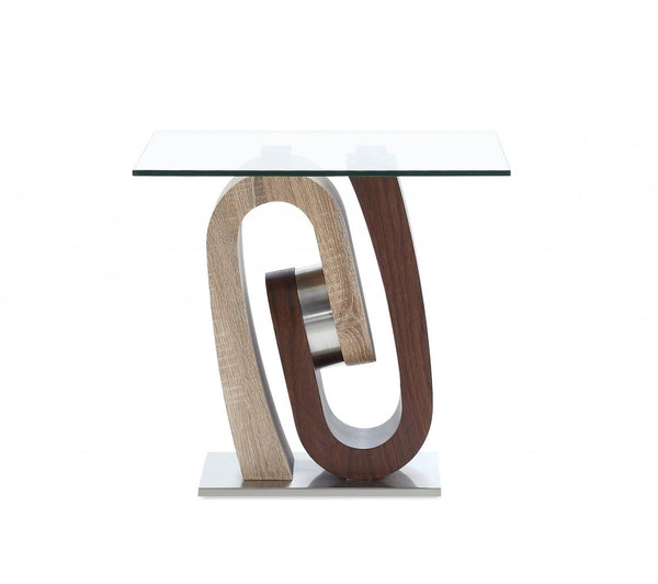 HomeRoots 23" Walnut End Table with Clear Glass Top – Stylish & Versatile Side Table for Any Room Decor 383813