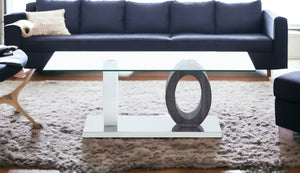 Homeroots 47" Clear And White And Gray Glass Coffee Table   383817