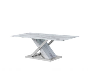 Homeroots 47" White And Gray Glass And Steel Coffee Table   383820