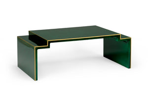 Chelsea House Chatsworth Sculptural Table In Malachite Green With Polished Gold Edge — Elizabeth Wicker Design, 50" Wide 383821