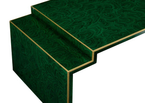 Chelsea House Chatsworth Sculptural Table In Malachite Green With Polished Gold Edge — Elizabeth Wicker Design, 50" Wide 383821
