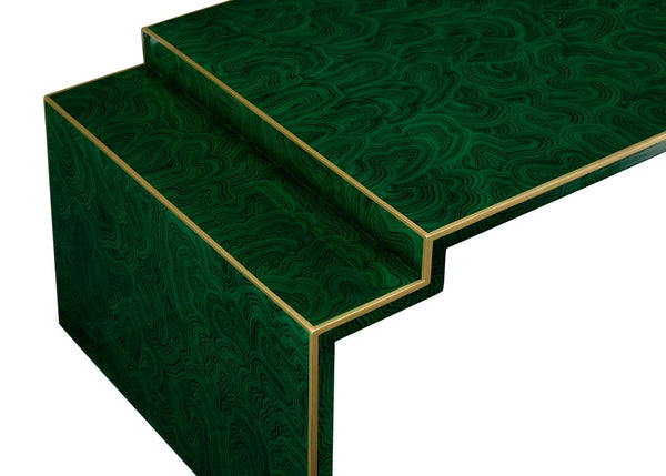 Chelsea House Chatsworth Sculptural Table In Malachite Green With Polished Gold Edge — Elizabeth Wicker Design, 50" Wide 383821