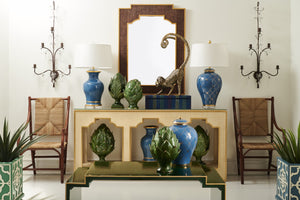 Chelsea House Chatsworth Sculptural Table In Malachite Green With Polished Gold Edge — Elizabeth Wicker Design, 50" Wide 383821